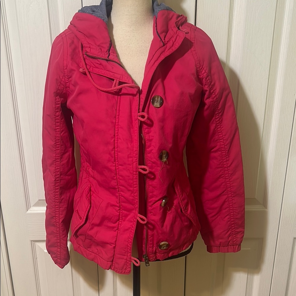 American Eagle Pink Hooded Toggle Jacket